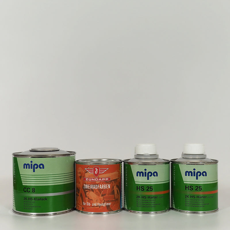Zündapp-Farben Lackdose (250 ml) mit Klarlack und 2x Härter