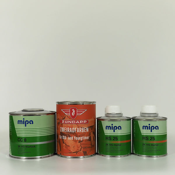 Zündapp-Farben Lackdose (500 ml) mit Klarlack und 2x Härter